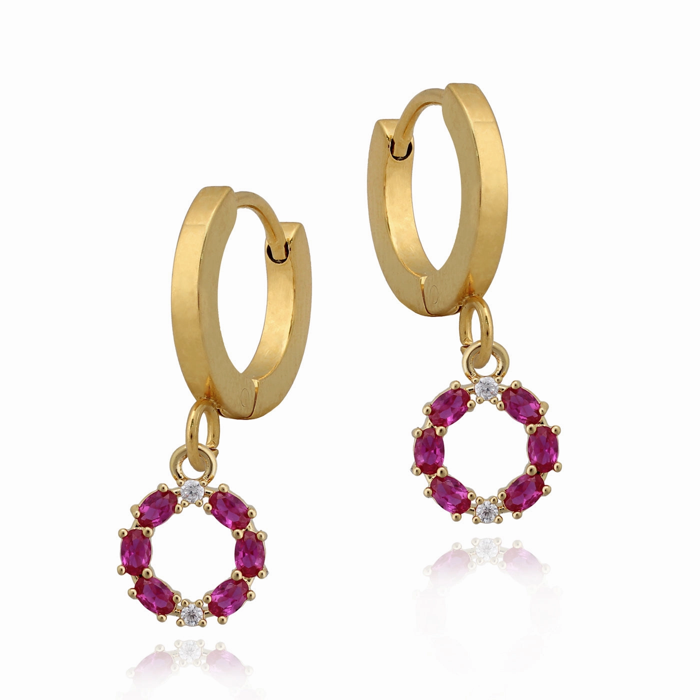 Gold Plated Surgical Steel Small Oval Stone Circle Earring Cool feature