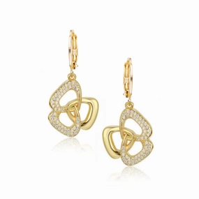 Gold Plated Surgical Steel Three Triangle With CZ Stones Earring Chic Fashion Elegant Radiance