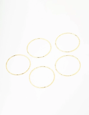 Instant Hit Gold Plated Textured Bangles 5-Pack