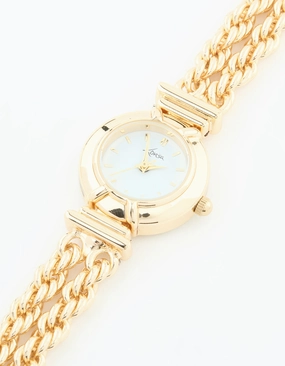 Universal Fusions Gold Round Chain Watch Bracelet