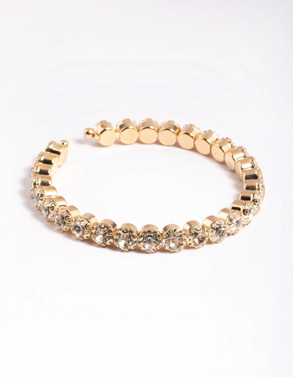 Premium Worth Gold Round Diamante Open Wrist Cuff