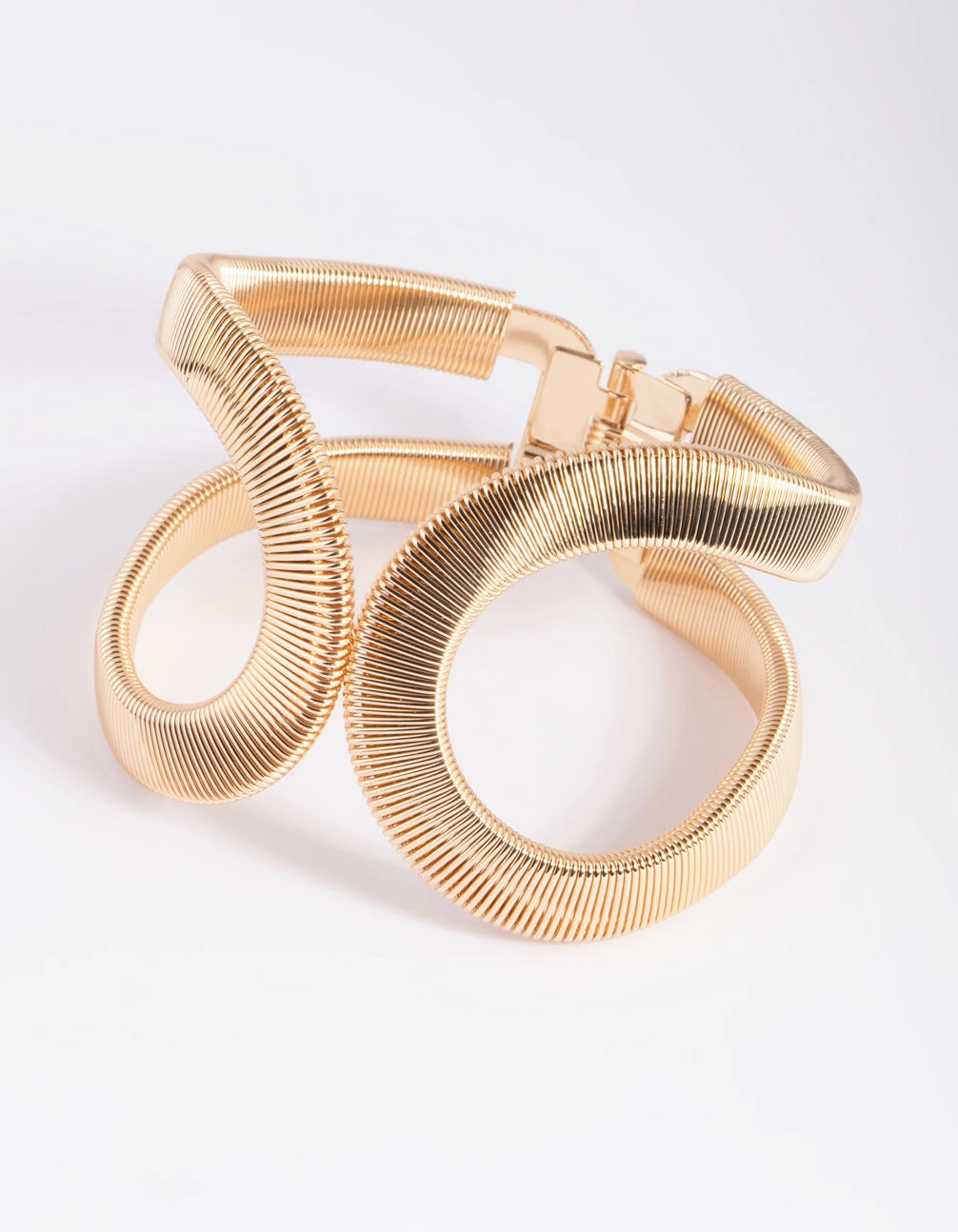 Gold Textured Oval Cuff Bangle Happy Combinations
