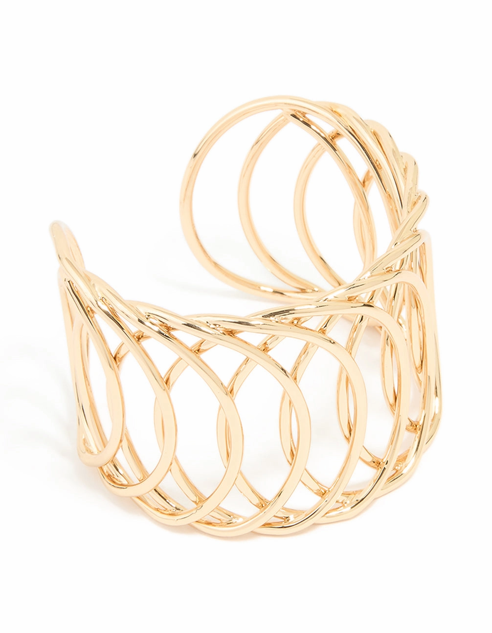 International Mixes Gold Thick Layered Circle Design Wrist Cuff