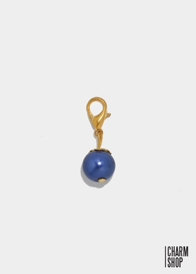 Handcrafted Craft Quiet Grace Gold Tone Navy Pearl Dangle Charm