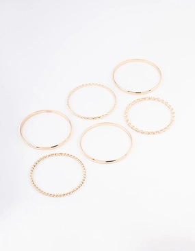 Gold Twisted & Plain Bracelet 6-Pack Admirable Blends Worth The Price
