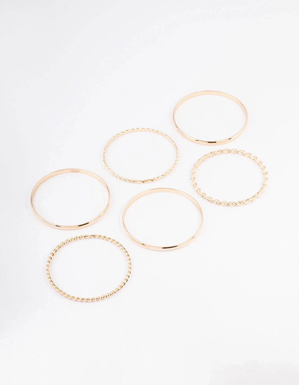 Gold Twisted & Plain Bracelet 6-Pack Statement Maker