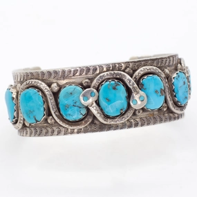 Effie C. Navajo Handmade Sterling Silver Turquoise Cuff Bracelet Formal Wear Everyday Gift
