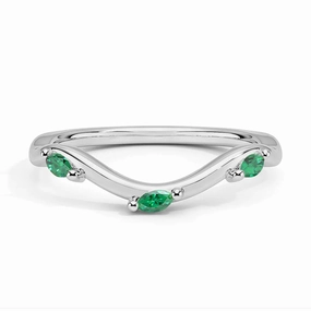 Willow Curved Lab Grown Emerald Band Graceful Appeal Radiant Edge