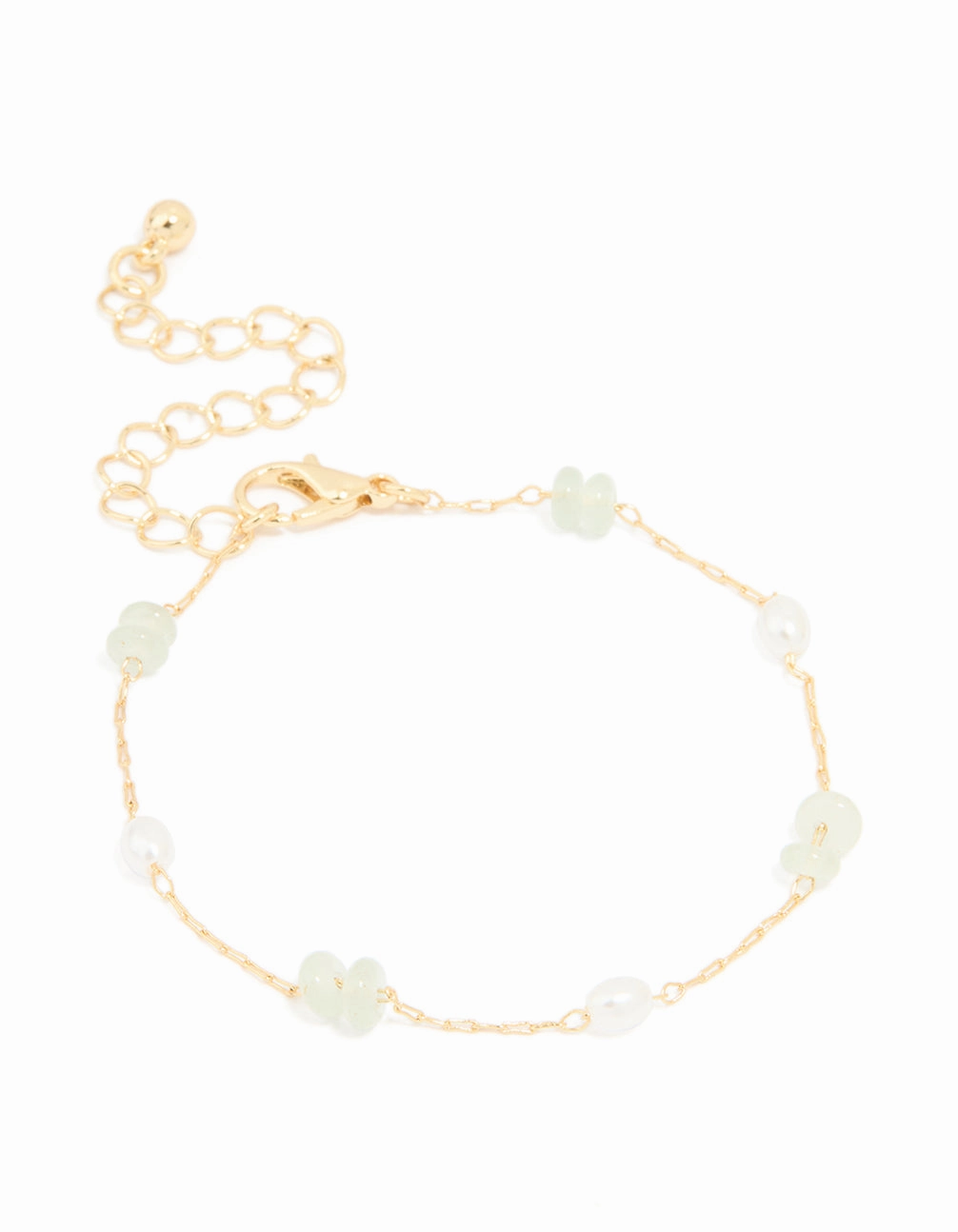 Gold Plated Pearl & Semi Precious Stone Bracelet Staple Piece