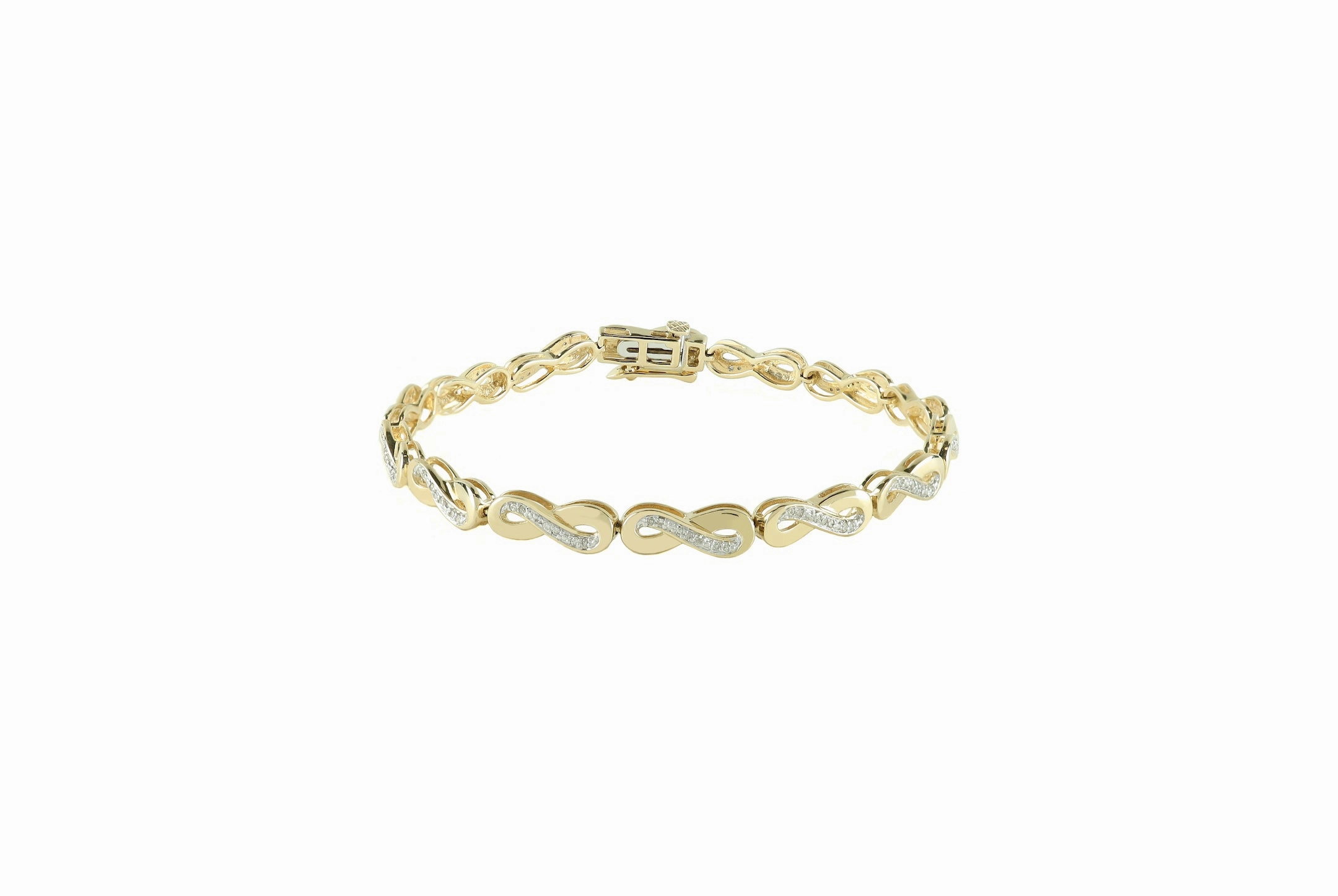 Diamond Infinity Bracelet in Yellow Gold Street Style Bold Texture