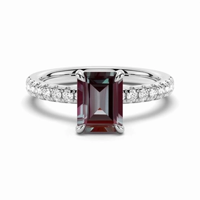 2 CT. Four Prong Emerald Cut Alexandrite Engagement Ring Quick Fit