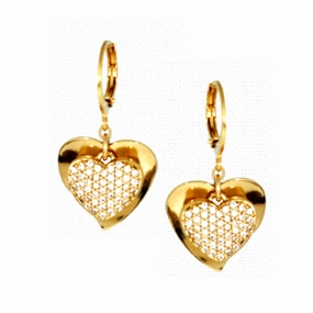 Surgical Steel CZ Heart On Large Solid Heart Earrings Heirloom Feel