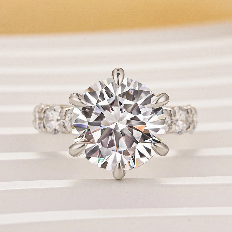 Excellent product Meaningful Expression Moissanite 6.0Ct Round Cut Luxe Engagement Ring Travel Rings In Sterling Silver
