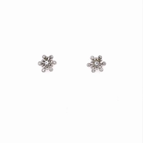 Elegant Choice Simple Glow Rhodium Plated Sterling Silver Small Flower Stud Earrings