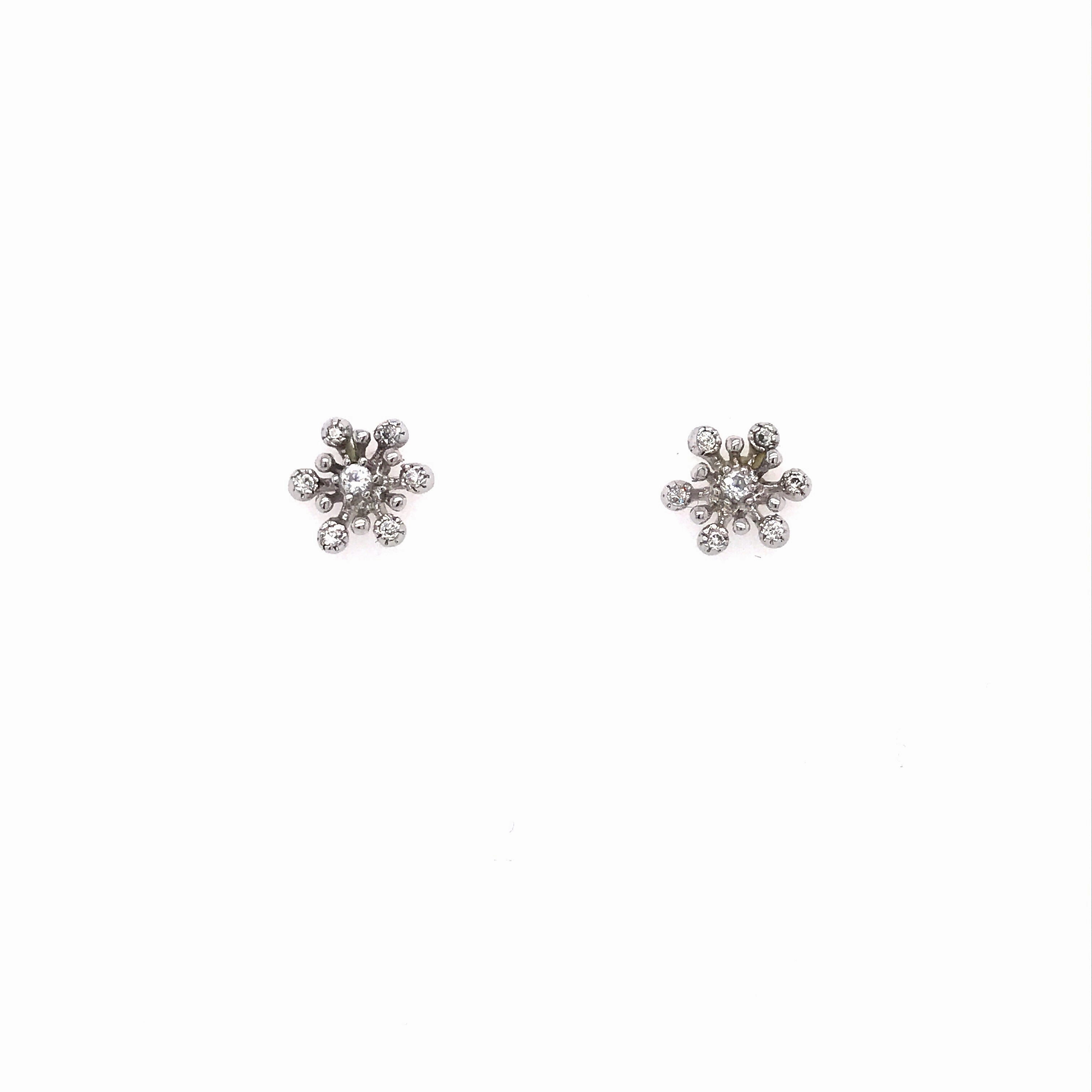 Elegant Choice Simple Glow Rhodium Plated Sterling Silver Small Flower Stud Earrings
