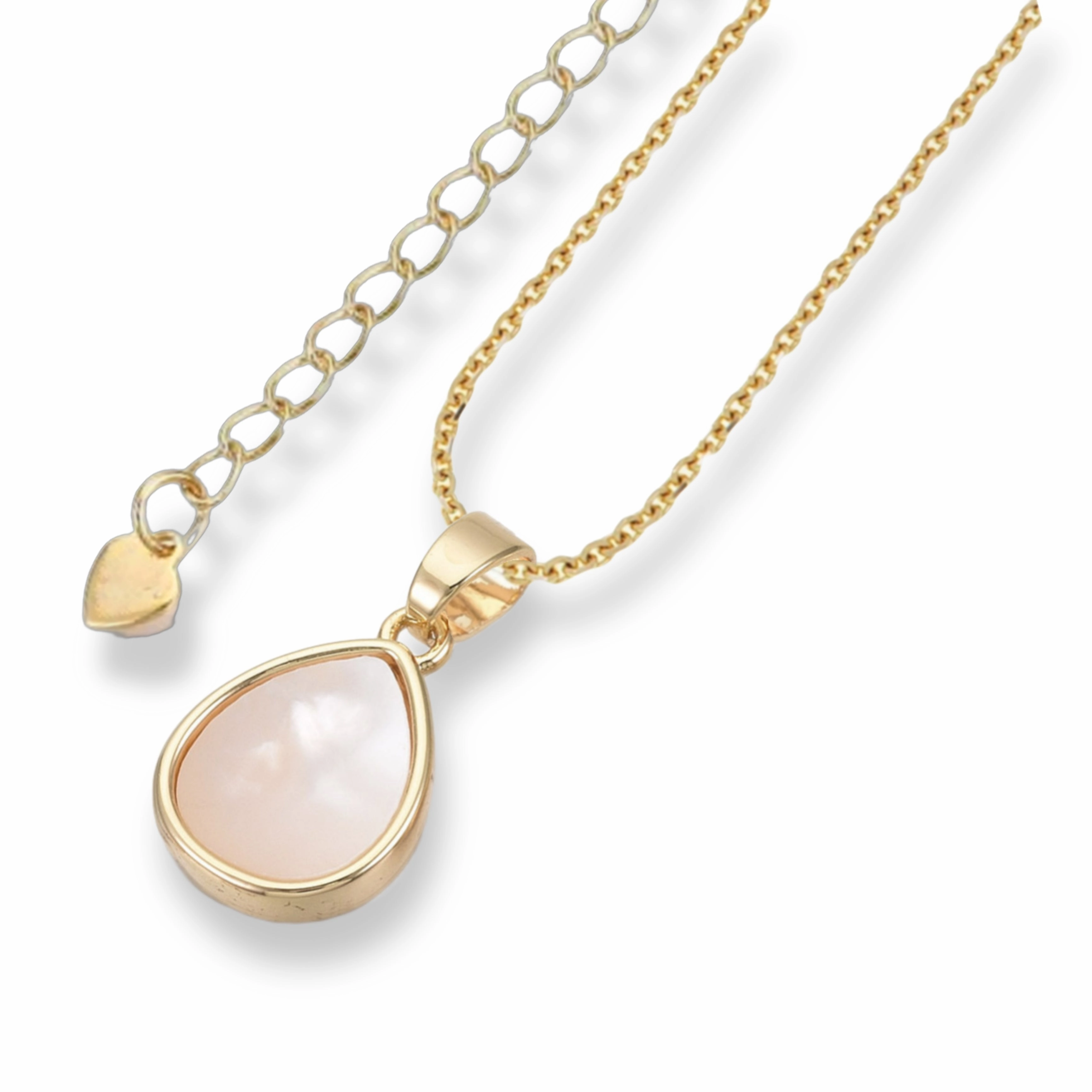 Gold Plated Brass Teardrop Mother of Pearl Pendant Necklace gentle touch Style Upgrade