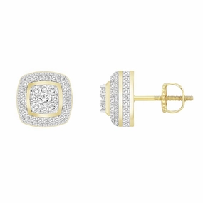 LADIES STUD EARRINGS 0.50CT ROUND DIAMOND 10K YELLOW GOLD Classic Charm Timeless Finish