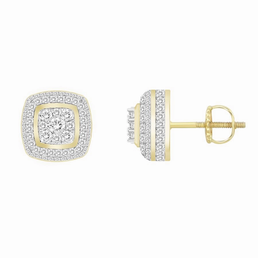 LADIES STUD EARRINGS 0.50CT ROUND DIAMOND 10K YELLOW GOLD Classic Charm Timeless Finish