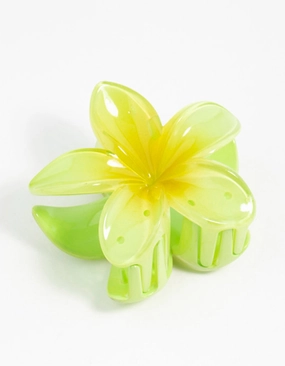 Green Frangipani Hair Claw Clip Exclusive Sparkle