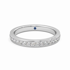 Half Eternity Channel Set Princess Cut Moissanite Wedding Band with Anniversary Stone Accent Gift Under 50