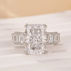 10.0Ct Radiant Cut Engagement Ring Travel Ring With Emerald Cut Band Stone Simple Product Affordable price