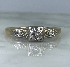 Art Deco Engagement Ring by Jabel. 14K Gold. April Birthstone. 10 Year Anniversary Gift. Antique. Playful Shine