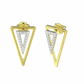 Graceful Style LADIES  EARRINGS 0.25CT ROUND DIAMOND 14K YELLOW GOLD