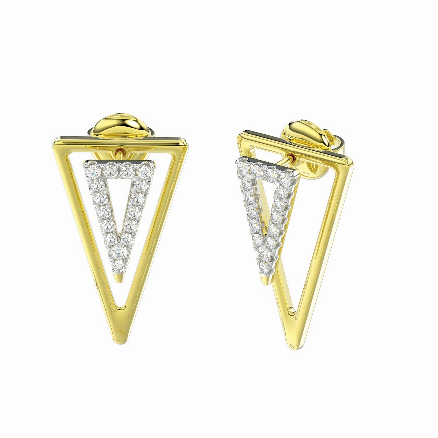Graceful Style LADIES  EARRINGS 0.25CT ROUND DIAMOND 14K YELLOW GOLD