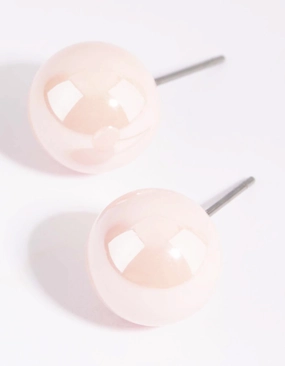 Matte Pink Ball Stud Earrings Romantic Occasion