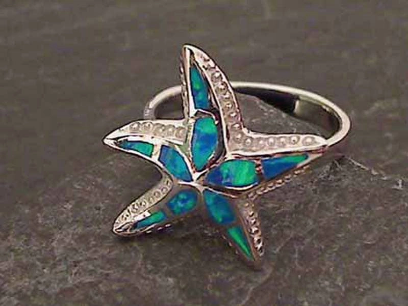 Size 6 Created Opal, Sterling Silver Ring City Spark Simple Look