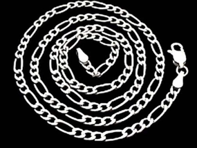 24" Medium Gauge Figaro Chain, Sterling Silver Styled Set