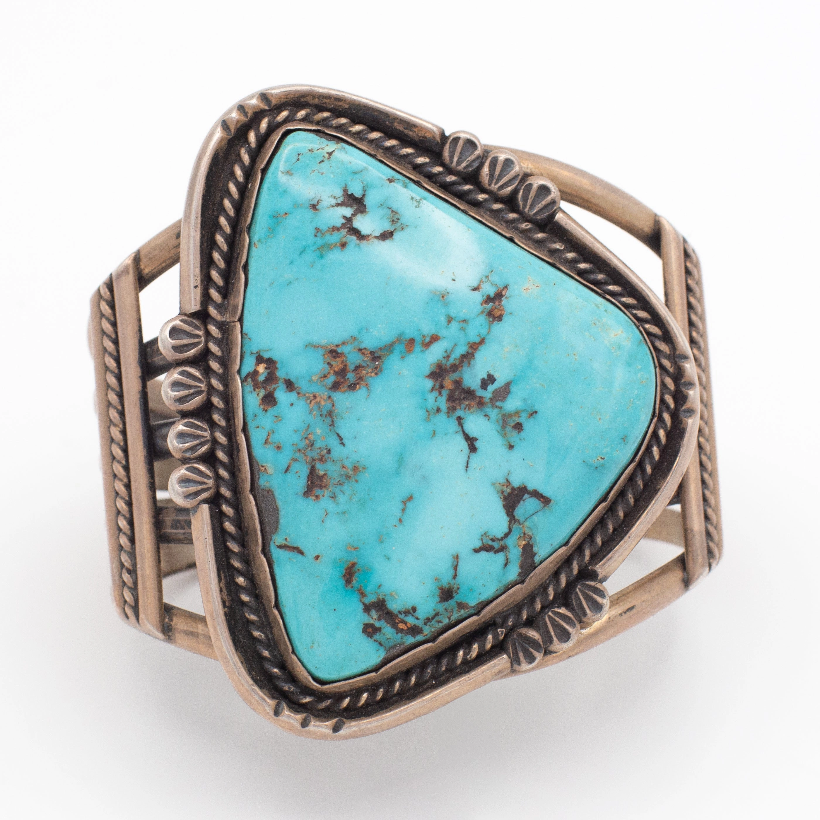 Handmade Sterling Silver Natural Turquoise Cuff Bracelet (Hallmark Unknown) Flawless Look