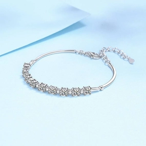 Fast shipping Louily Moissanite Luxury Round Cut Bracelet