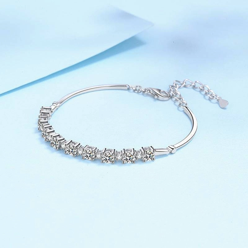 Fast shipping Louily Moissanite Luxury Round Cut Bracelet