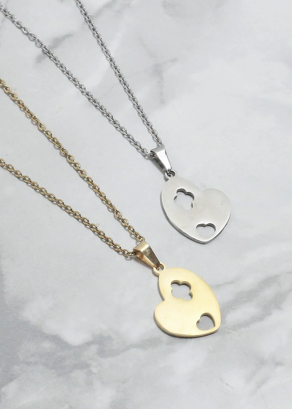 Dainty Touch Heart & Clover Necklace