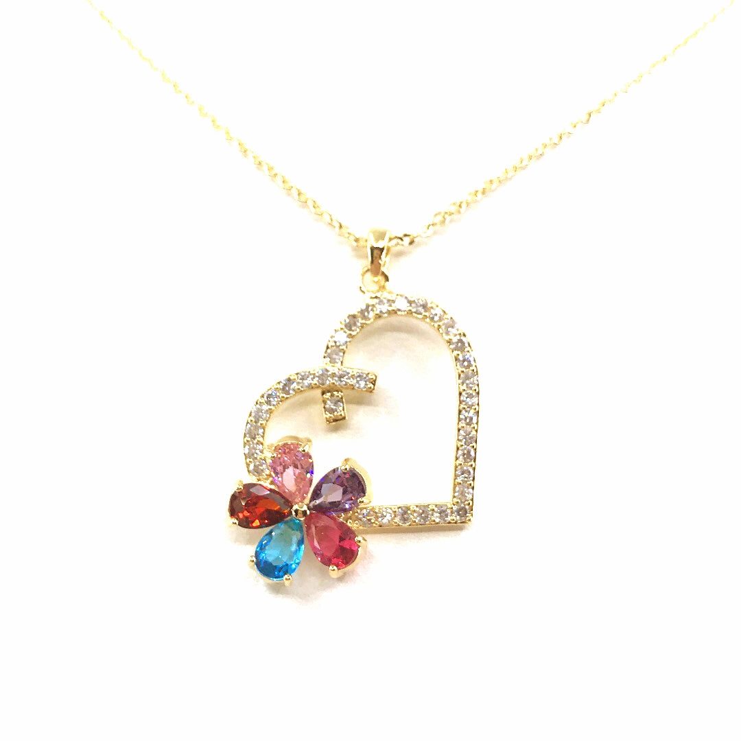Heart/Flower Pendant Necklace Chic Shine