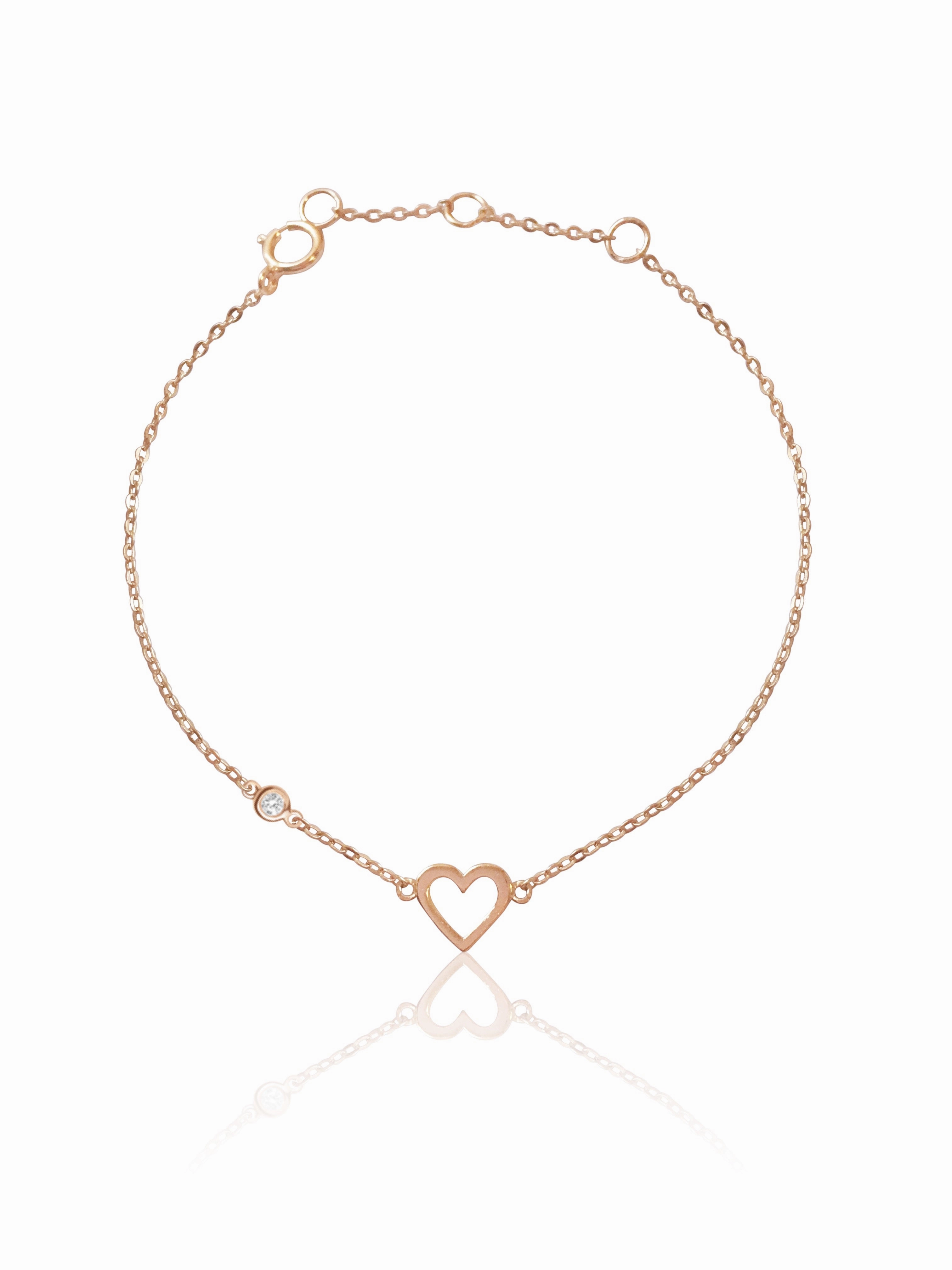 Inclusive Offering 14K Heart & Diamond Bezel  Bracelet