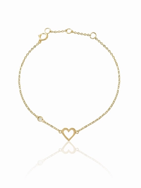 14K Heart & Diamond Bezel  Bracelet Defining Piece Timelessly Focused
