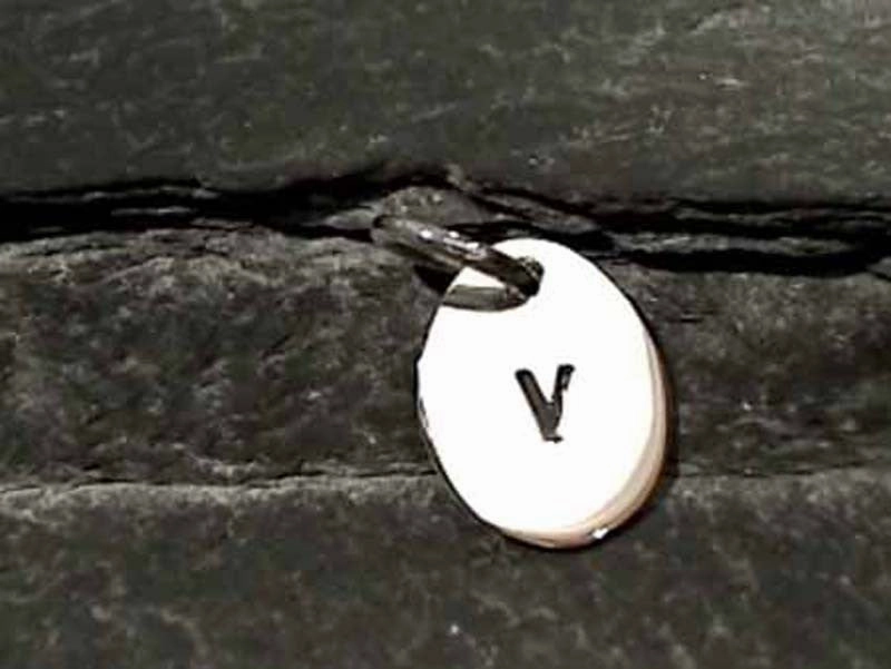 Graceful Vibe Sparkling Accent Sterling Silver Letter "V" Charm