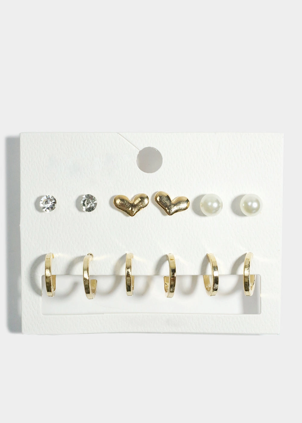 6-Pair Hoop & Stud Earrings Set Simple Style