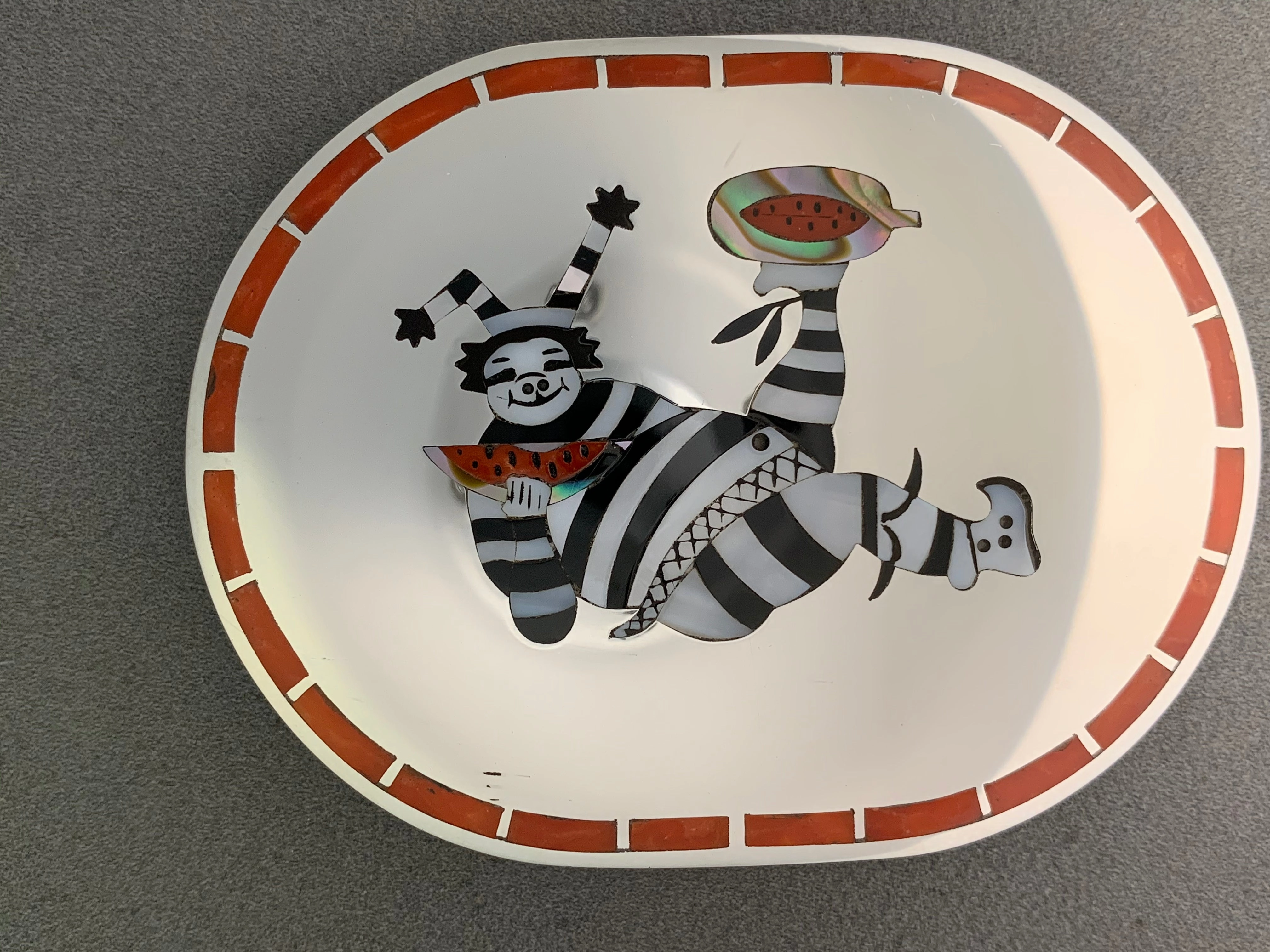 Dennis Edaakie Zuni Inlay Sterling Silver Koshare Clown Buckle Polished Jewelry Splendid Shine