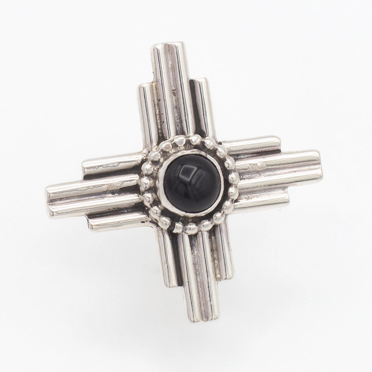 Chic piece Pricilla Apache Navajo Handmade Sterling Silver Onyx Zia Pin