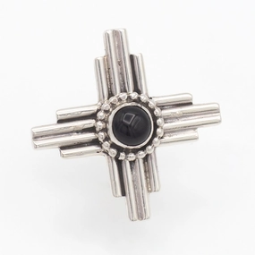 Chic piece Pricilla Apache Navajo Handmade Sterling Silver Onyx Zia Pin