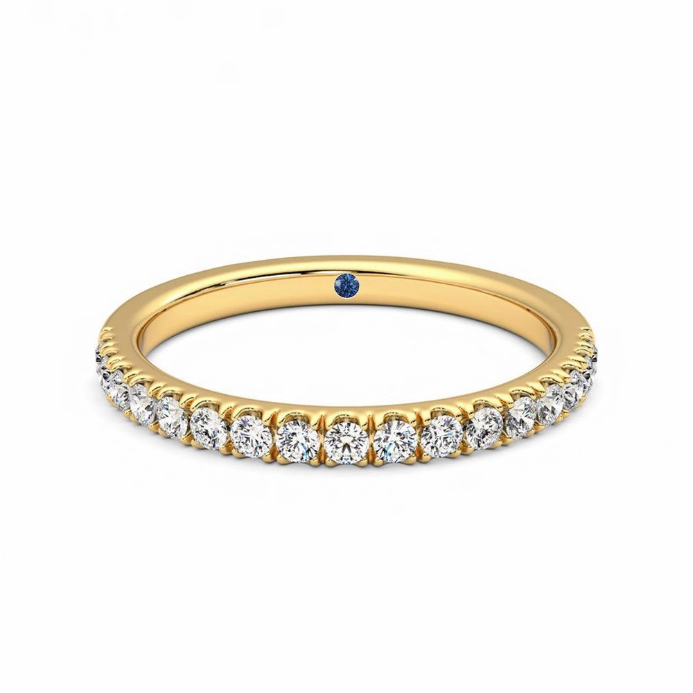 Elegant Symbol Classic Pav?? Set Moissanite Wedding Band with Anniversary Stone Accent
