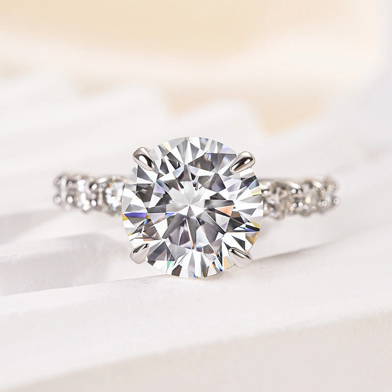 Personal Art Louily Moissanite 4.0 Carat Round Cut Engagement Ring