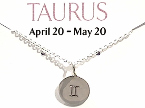 16" - 18" Sterling Silver Taurus Zodiac Necklace Bold Accent