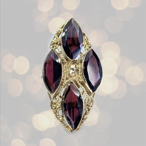 Vintage Accent Vintage Garnet Cluster Statement Ring. 14k Yellow Gold. January Birthstone. 2 Year Anniversary.