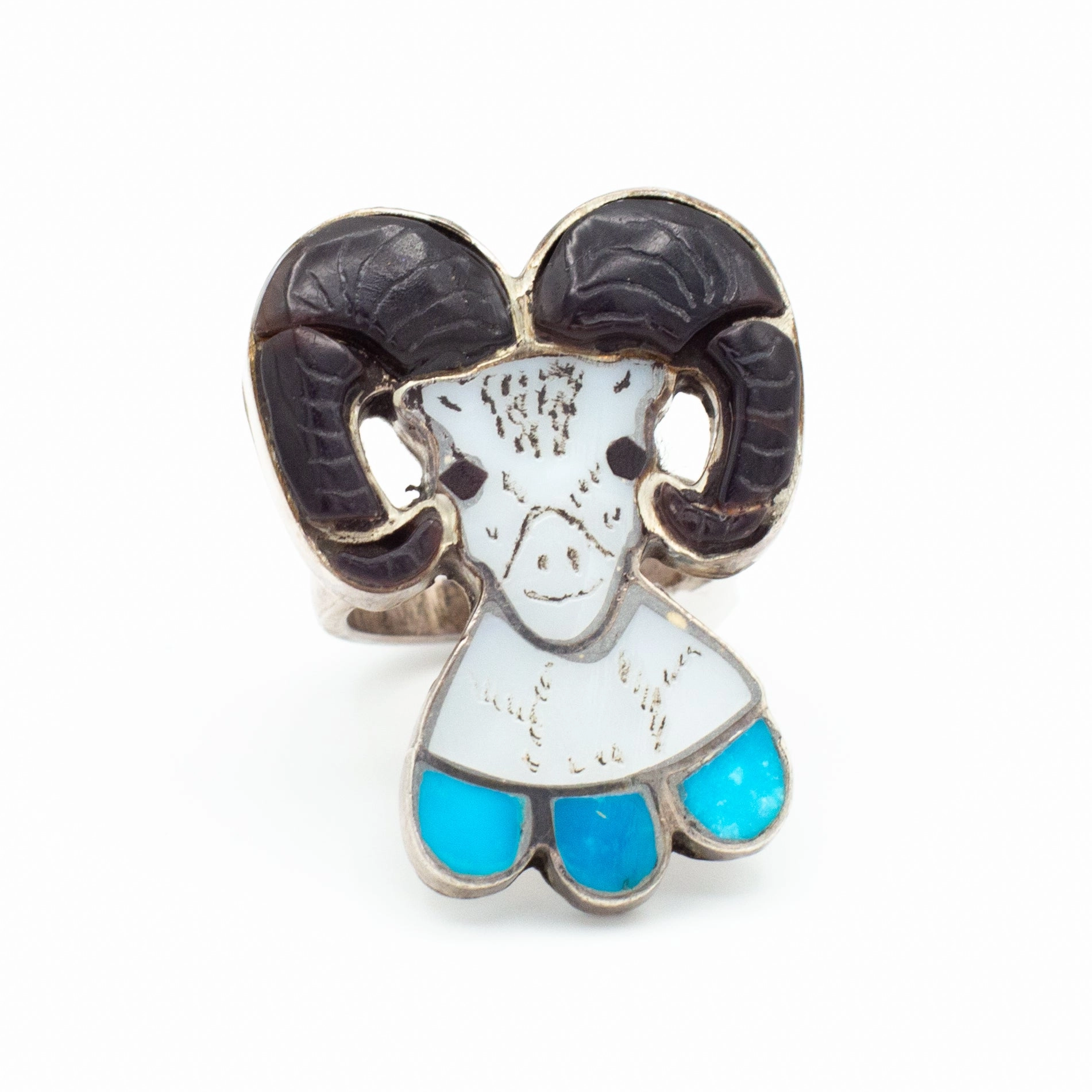 Joe Zunie Zuni Handmade Sterling Silver Turquoise Ring (Size 6) Impressive Feature