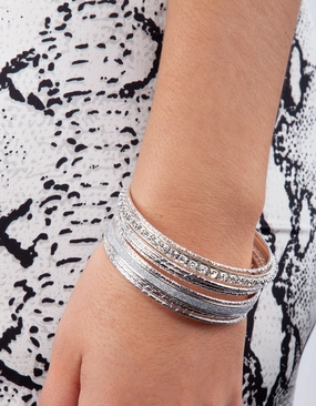 Better Over Time Silver Cup Chain Glitter Multi Bangle
