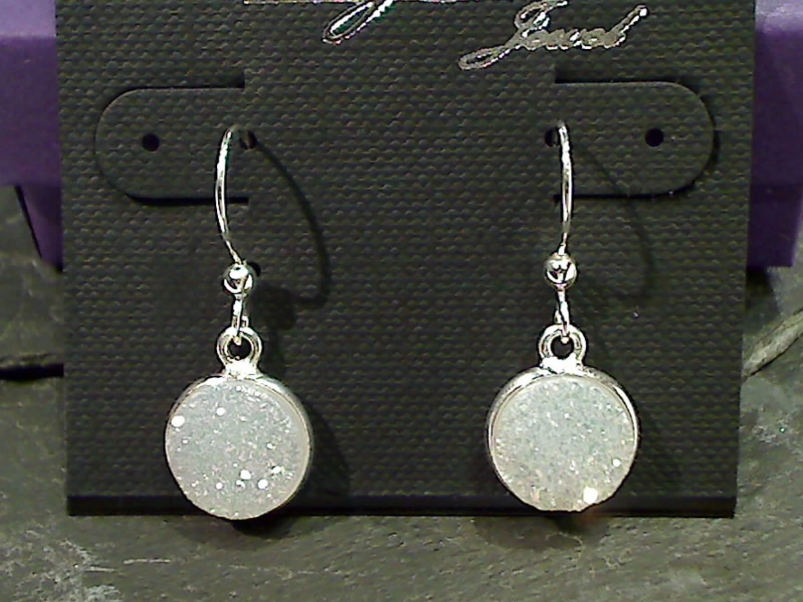 Druzy Quartz, Sterling Silver Earrings Balanced Form